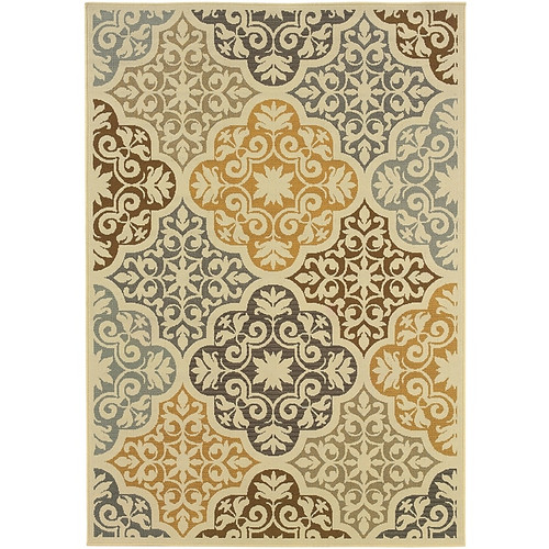 Floral Ivory/ Grey Indoor/Outdoor Machine-made Polypropylene Area Rug  (65dc9385bb0d80c06fcf5df9_ud)
