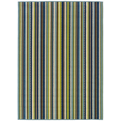 Stripe Blue/ Brown Indoor/Outdoor Machine-made Polypropylene Area Rug  (65dc93bcbb0d80c06fcf5e83_ud)