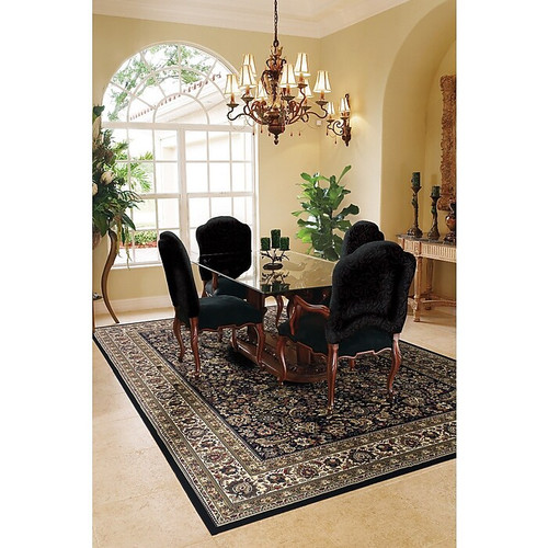 StyleHaven Traditional Polypropylene 5'3" x 7'9" Black/Ivory Area Rug  (WARI213K85X8L)