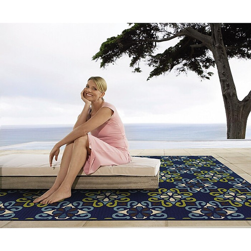 Style Haven Polypropylene 6'7"X 9'6" Rectangular Area Rug, Floral Blue/Green (WCSP3331L6X9L)