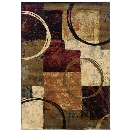 Abstract Brown/ Black Indoor Machine-made Polypropylene Area Rug  (65dc94bdbb0d80c06fcf61b5_ud)