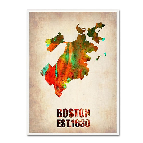 Trademark Fine Art 'Boston Watercolor Map' 18" x 24" Canvas Art (65dc9558d5d0399c333af114_ud)