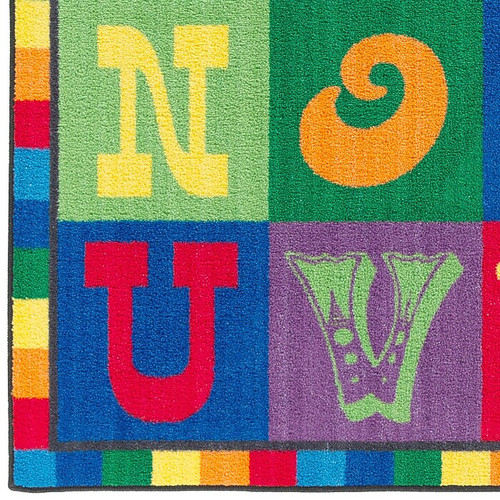 Flagship Carpets Nylon, Early Blocks, 3'x5' Multi-Colored Rug (CE191-16W)
