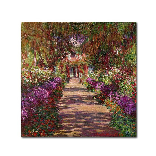 Trademark Fine Art 'A Pathway in Monet' 35" x 35" Canvas Art (65dc996deed7ebf2f933590b_ud)