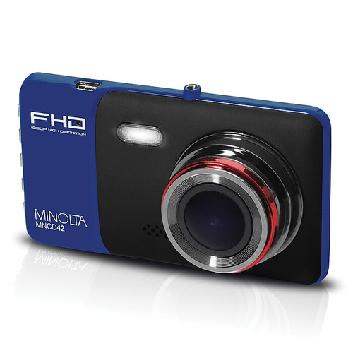 Minolta 1080p Full HD Dash Camera with 4" LCD Screen, Blue (MNCD42-BL)