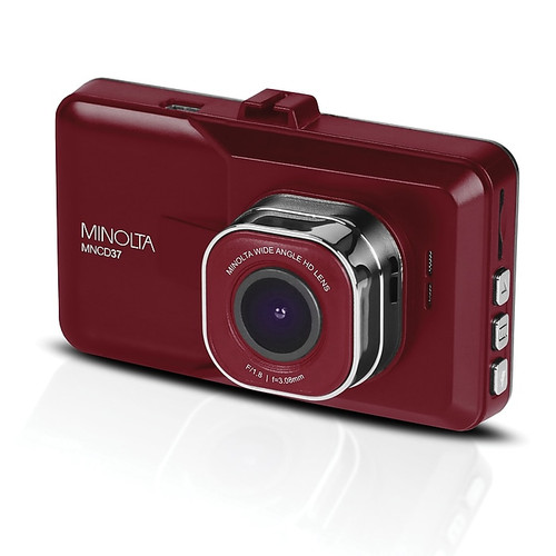 Minolta 1080p Full HD Dash Camera with 3" QVGA LCD Screen, Red(MNCD37-R)