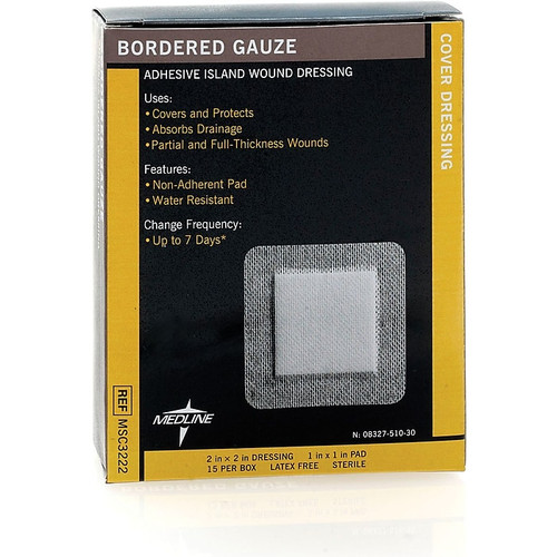 Medline Sterile Bordered Gauzes, 2" L x 2" W, 15/Box (65dc9ccdaf17c320f2dd4040_ud)