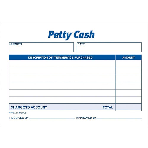 TOPS 1-Part Petty Cash, 5" x 3.5", 50 Sets/Book (3008)