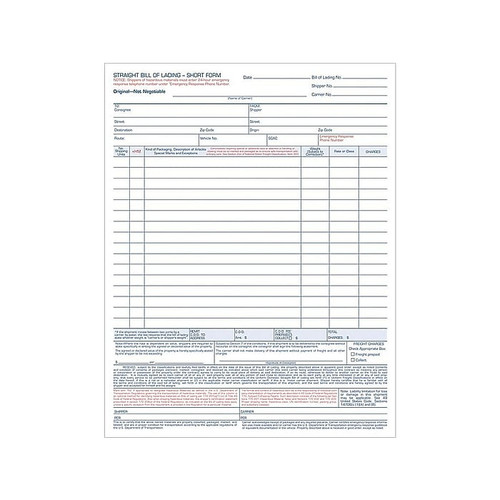 TOPS 3-Part Carbonless Bill of Lading, 11.44"L x 8.5"W, 50 Sets/Book (3846)