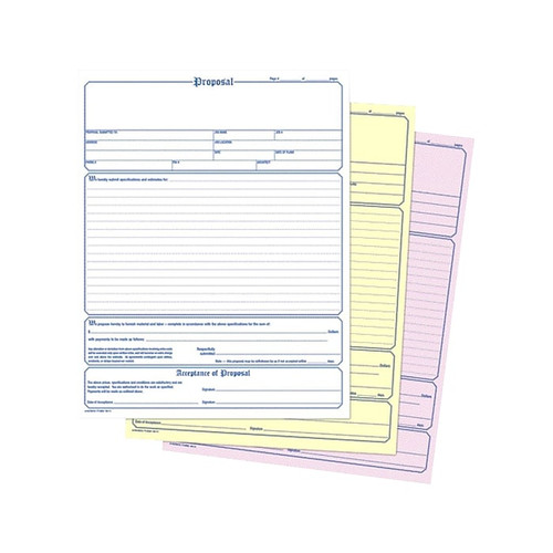 Adams 3-Part Carbonless Contractor Proposal Forms, 8.5" x 11.44", 50 Sets/Book (NC3819)