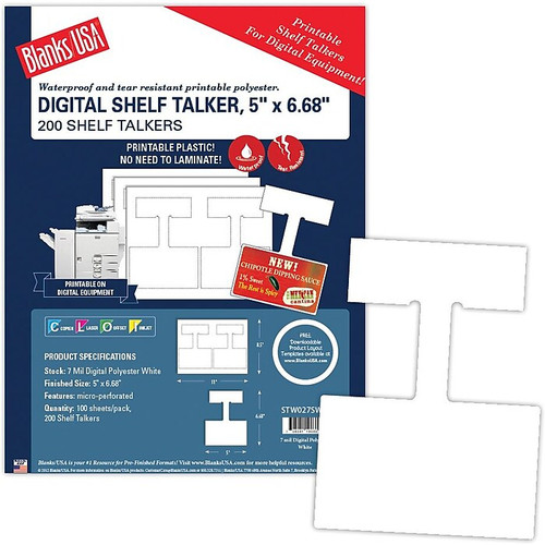 Blanks/USA® 5" Tall Shelf Talker, White, 200/Pack (65dc9d976eb385f5691e8e64_ud)