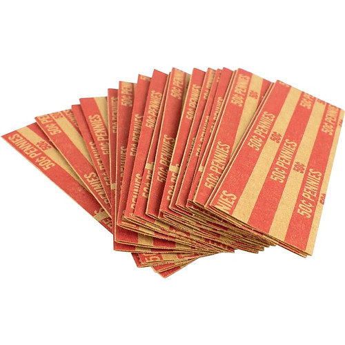 CONTROLTEK 50¢ Penny Coin Wrapper, Kraft/Red, 1000/Box (560042)