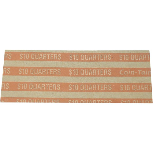 CONTROLTEK $10 Quarter Coin Wrapper, Kraft/Orange, 1000/Box (CNP57025)