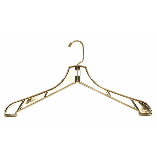 NAHANCO 17" Plastic Heavy Weight Coat Hanger, Gold Hook, Gold, 100/Pack (65dca30e4f4f11f8fe390517_ud)