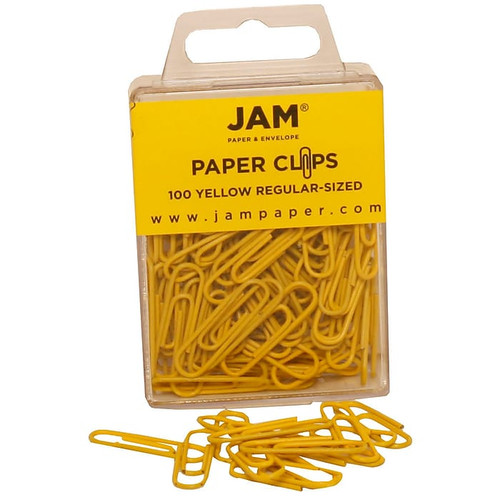 JAM Paper Small Paper Clips, Yellow, 2 Packs of 100 (2183756a)