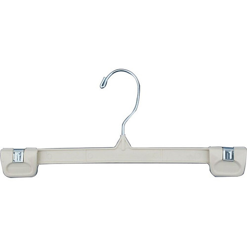 NAHANCO 12" Plastic Snap Grip Skirt/Slack Hanger, Chrome Hook, Ivory (1686/12)
