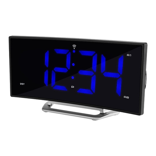 La Crosse Technology Curved Blue LED Atomic Dual Alarm Clock, 1.8 Inch (617-249)