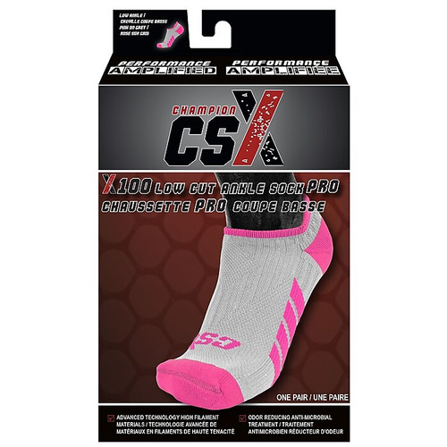 CSX Low Cut Ankle Sock Pro, S, PINK ON GREEN (X100PGR-S)