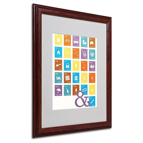 Trademark Fine Art 'Alpha Bits Blocks' 16" x 20" Wood Frame Art (65dca792f99b2575f686c378_ud)