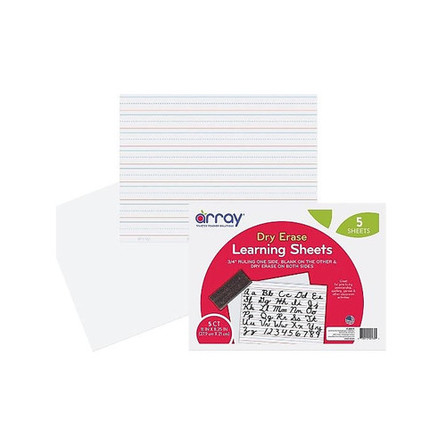 Pacon Two-Sided Array Dry Erase Learning Boards, 8.25" x 11", 5/Pack (PACLB8511)