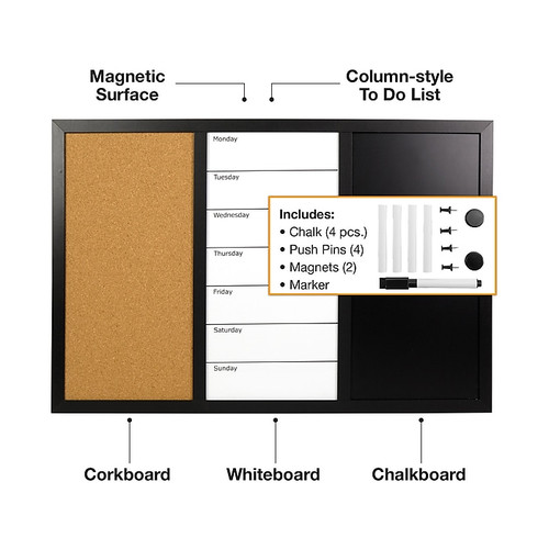 Excello Global Products Combination Board, Wood Frame, 15" x 23.5" (EGP-HD-0317)