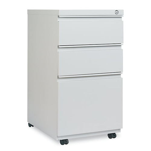 Alera 3-Drawer Mobile Vertical File Cabinet, Letter Size, Lockable, 28"H, Light Gray (ALEPBBBFLG)