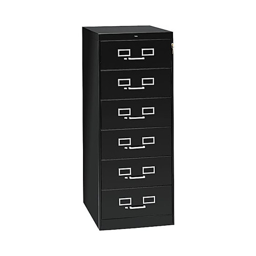 Tennsco Flat File Cabinet, Lockable, 52"H x 21.25"W x 28.5"D, Black (CF669BK)