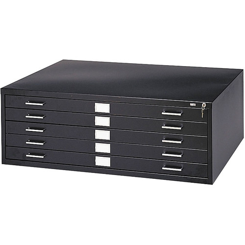 Safco 5-Drawer Steel Flat File Cabinet, 24" x 36" Documents, Black (4994BLR)