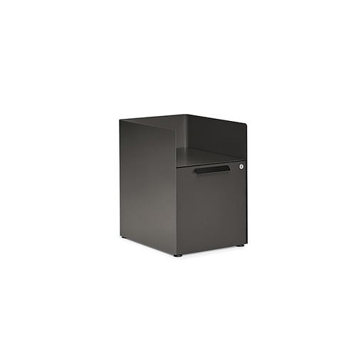 Allsteel Radii Vertical File Cabinet, Letter/Legal Size, Lockable, 21"H x 15"W x 18"D, Flint (APGMBP18SNPT001)