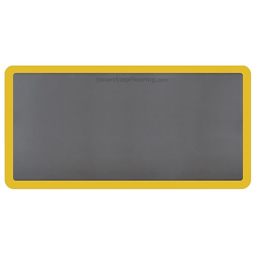 Smart Step Supreme Polyurethane Anti-Fatigue Mat With Yellow Safety Border, 72" x 36", Gray (SS63GRY-Y)