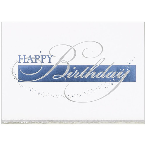 JAM Paper® Blank Birthday Cards Set, Happy Birthday Deckle Edge, 25/Pack (526BG769WB)