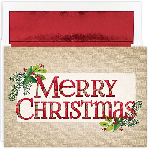 Great Papers! Holiday Greeting Cards, Plaid Christmas Greetings, 7.875" x 5.625", 18/Pack (902100)