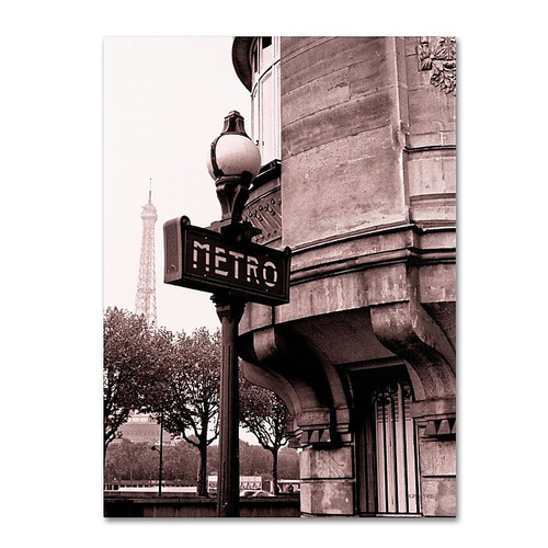 Trademark Fine Art 'Metro and Eiffel' 18" x 24" Canvas Art (65dcba43f638b1690961a511_ud)