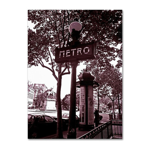 Trademark Fine Art 'Paris Metro and Kiosk 2' 22" x 32" Canvas Art (65dcbc0ef638b1690961aaa1_ud)