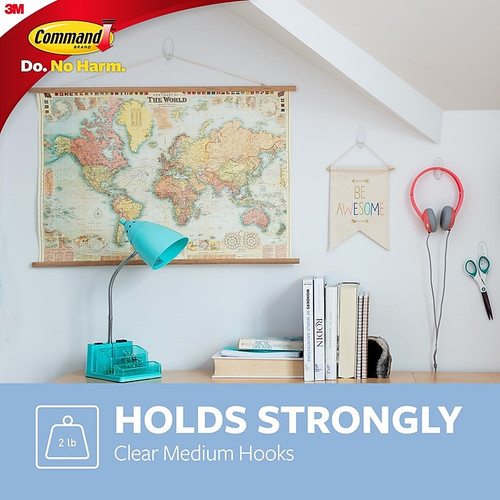 Command™ Medium Hooks Cabinet Pack, Clear, 50/Pack (17091CABPK)