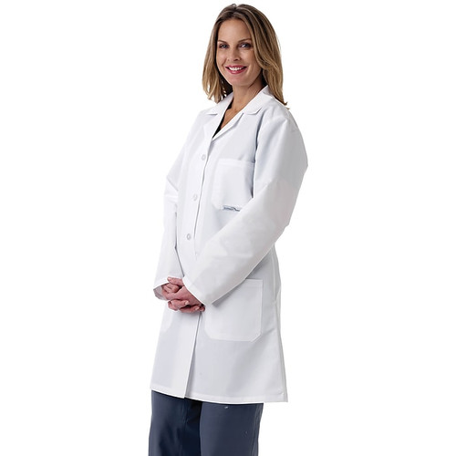 Medline Ladies Full Length Lab Coats, White, Medium (65dcbe879bd49ac8093daf0b_ud)