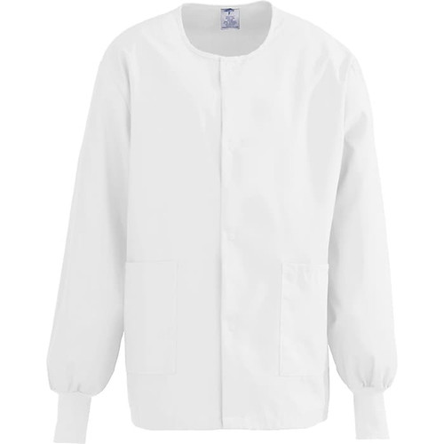 Medline ComfortEase Unisex Two-pockets Warm-up Scrub Jackets, White, Medium (65dcbe919bd49ac8093daf5f_ud)