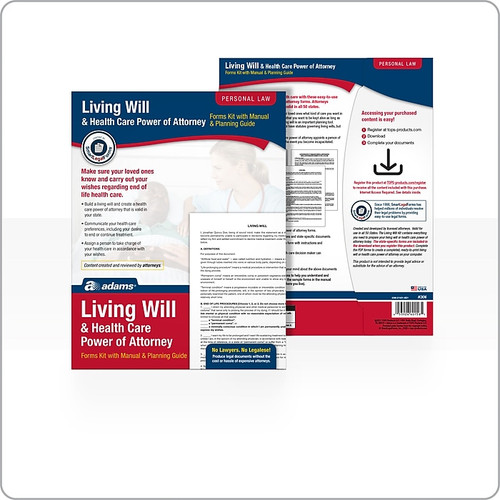 Adams Living Will & Health Care POA Forms and Instructions Kit, 11.69" x 8.88" (ABF K306)