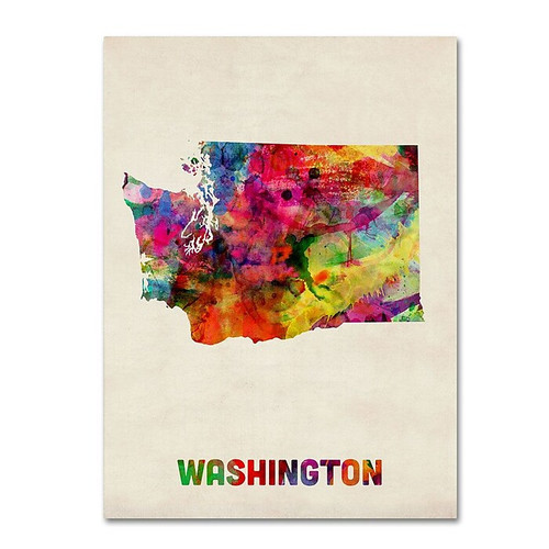 Trademark Fine Art 'Washington Map' 24" x 32" Canvas Art (65dcbf5117a032fd25514a34_ud)