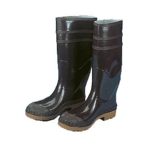 Mutual Industries 16" PVC Sock Boots With Steel Toe, Black, Size 12 (65dcbfdfbedfcb096d0a6aa5_ud)