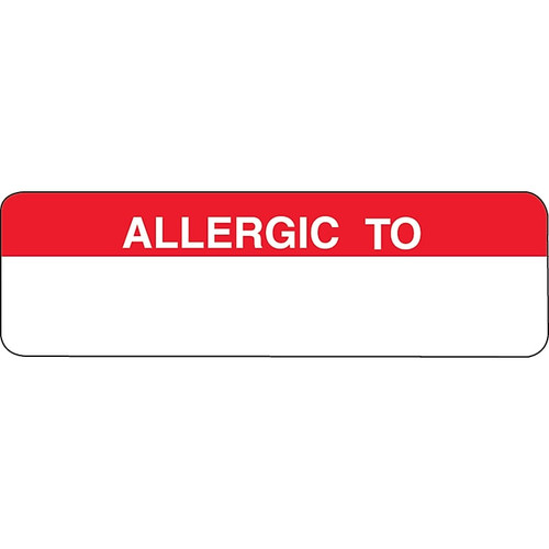 Allergy Warning Medical Labels; Allergic To, Red and White, 3/4x2-1/2", 300 Labels (65dcc04956ba3d1b26e9861b_ud)
