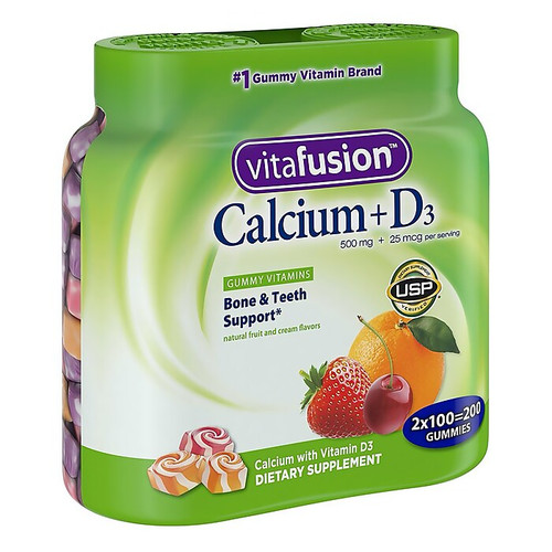 Vitafusion Calcium+D3 Gummy Vitamins with Bone Support for Adults, 500mg, 100 Count, 2 Pack (65dcc0814a27bb1629ecfdd4_ud)