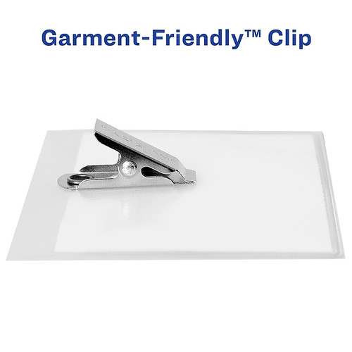 Avery Secure Top Heavy Duty Clip Style Name Badge Holders, 2 1/4" x 3 1/2", Clear Landscape Holders, 50/Box (2921)