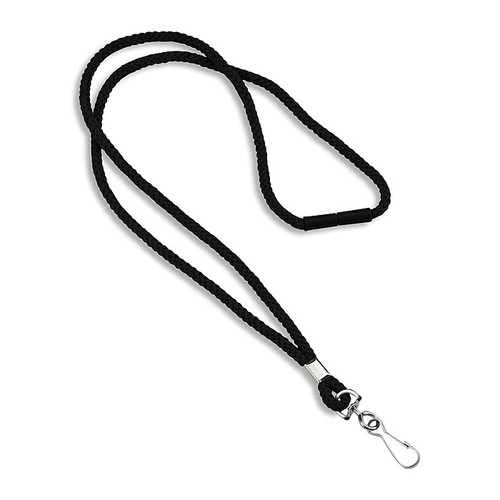 IDville 36" Blank Round Woven Breakaway Lanyards with J-Hook, Black, 25/Pack (1343502BKH31)