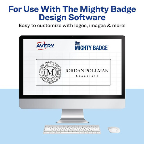 Avery The Mighty Badge Inkjet Printable Insert Sheets, 1" x 3", Clear, 20 Inserts/Sheet, 5 Sheets/Pack, 100 Inserts/Pack (71209)