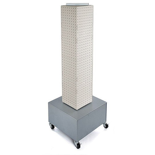 Azar® 40"(H) x 8"(W) x 8"(D) 4-Sided Interlocking Pegboard Display Tower With Wheels, White (65dcc376c94d75169dbe7e83_ud)
