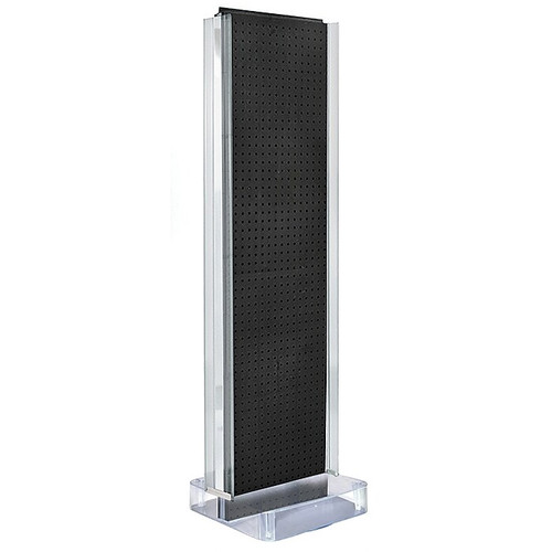 Two-Sided Pegboard Floor Display w/ C-Channel Sides on Studio Base. Panel Size: 16"W x 60"H, Black (700778-BLK)