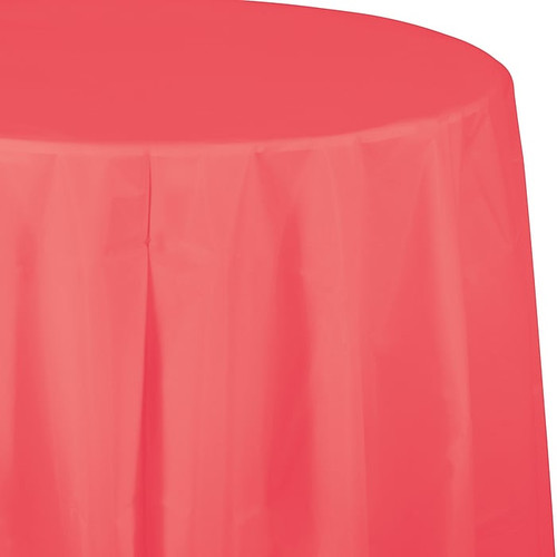 Touch of Color Coral Round Plastic Tablecloths, 3 Count (DTC703146TC)