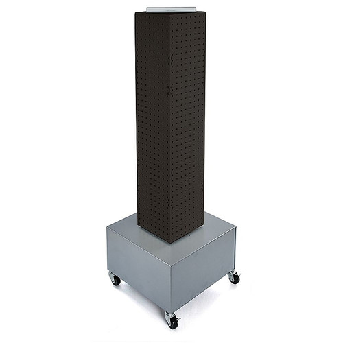 Azar® 40"(H) x 8"(W) x 8"(D) 4-Sided Interlocking Pegboard Display Tower With Wheels, Black (65dcc440c94d75169dbe8049_ud)