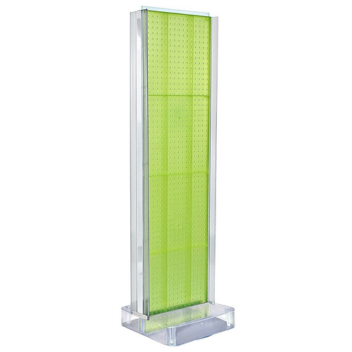 Two-Sided Pegboard Floor Display w/ C-Channel Sides on Studio Base. Panel Size: 16"W x 60"H, Green (700778-GRE)